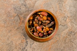 bowl of mixed herbs